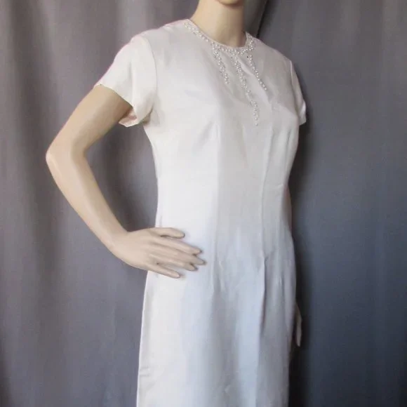 Marcy Allen Original Dresses | Sale Vintage 1960 Formal Dress in Oyster Tone with Beading | Color: Cream | Size: S | Maude992's Closet